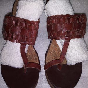 Wedge heeled hippy boho sandal heels braided leather cork